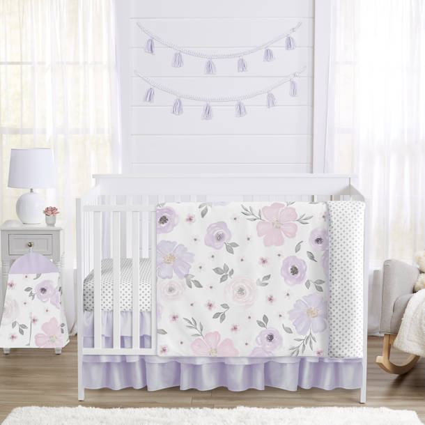 Sweet Jojo Designs Watercolor Floral 4 Piece Crib Bedding Set & Reviews